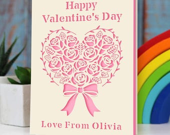 Personalised Valentines Card Valentines Gifts for Him Her, Laser Paper Cut Valentines Cards with Envelopes, Valentine's Day Gifts for Women