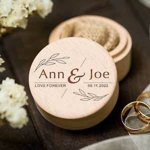 Personalised Wooden wedding Ring Box Engraved Ring Bearer Holder Proposal Engagement Ring Box Anniversary Gifts