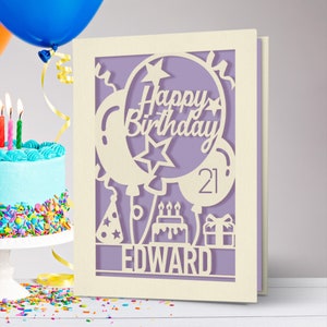 Personalised Birthday Card Keepsake Gift for Her Him Daughter Grandaughter Dad Mum Sister Girl Wife Husband Friend with Any Name and Age