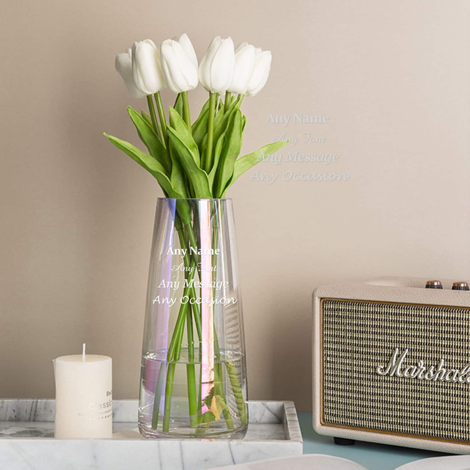 Personalised Engraved Vase Flower Vase Rainbow Plated Glass Etsy UK