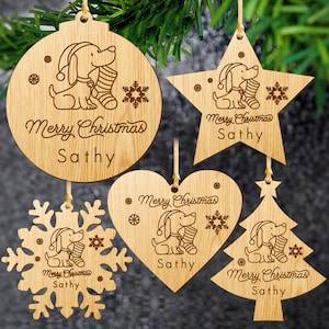 Personalised Wooden Christmas Tree Baubles 2024 Xmas Tree Decorations Custom Keepsake Wood Ornaments with Any Name Xmas Gift for Family