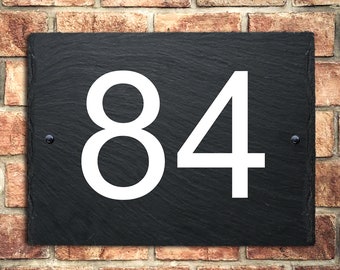 Personalised Natural Slate House Gate Sign Plaque Door Number Personalised Name UV Printed Hand Finished in UK