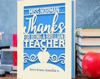 Personalised Thank You Cards Custom Thank You Teacher Gifts Teachers Mentor Present from Student Graduation Greeting Card with Envelope