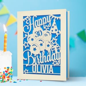 Personalised Birthday Card Laser Paper Cut Greeting Cards | Happy Birthday Age Card | Any Name Any Age 1st 16th 21st 30th 50th 70th 80th