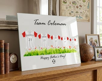 Personalised Dad Gift Football Shirts Choose Your Team Colours Father's Day Hanging Custom Names Family Kids Wooden Plaque Best Dad Grandad