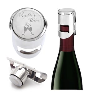 Personalized Wine Bottle Stopper: Engraved Stainless Steel Champagne & Prosecco Gift