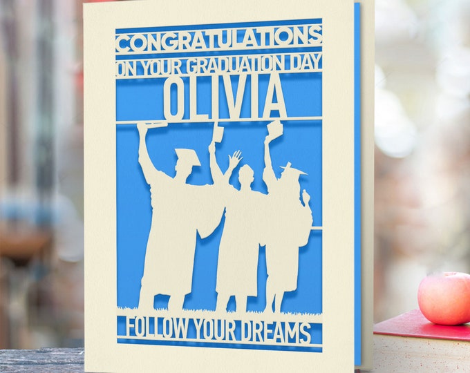 Personalised Graduation Cards for Him Her Graduates Students Congratulations Laser Paper Cut Class of 2024 Greeting Cards with Any Name