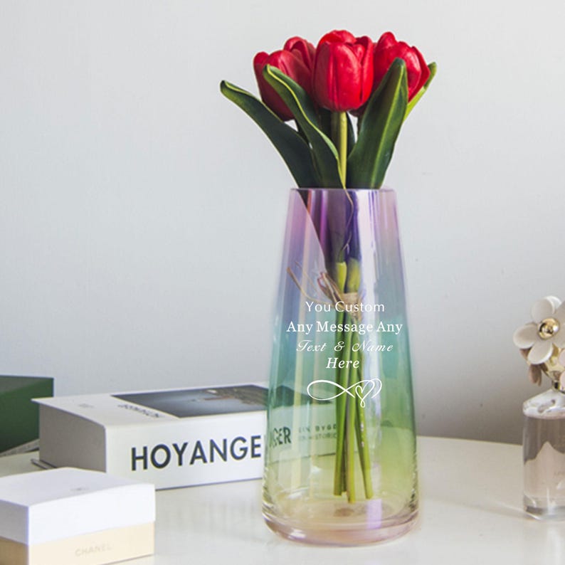 Personalised Vase for Flower Engraved Vase Flower Vase Glass Vase Gifts for Grandma Women Custom Flower Vases Gift for 60th 70th Birthday image 9