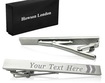 Personalised Tie Clips Pin for Men Engraved Exquisite Stainless Steel Personalised Gift for Best Man Usher Dad Boyfriend Husband with Box