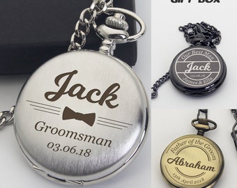 Personalised Engraved Pocket Watch Fathers day Gift Wedding Gift Xmas Gift Best Man Groomsman Christmas Gift