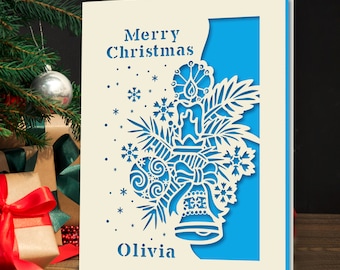 Personalised Christmas Cards 2025 Custom Christmas Card Greetingcard Xmas Laser Paper Card Santa Gift for Boy Girl Grandson Son Baby Him Her