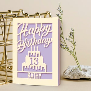 Personalised Birthday Card | Paper Cut Happy Birthday Card with Cake Candle Design | Custom Gift with Envelope | 21st 18th 16th 1st Birthday