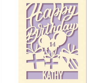 Personalised Birthday Card | Balloon Design Paper Cut Happy Birthday Card | Custom Gift with Envelope | 21st 18th 16th 1st 9th 30th Birthday