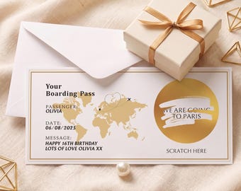 Personalised Holiday Scratch Card Reveal Surprise Boarding Pass Scratch Card Reveal Gifts Scratch-Off Stickers Gift Greeting Cards