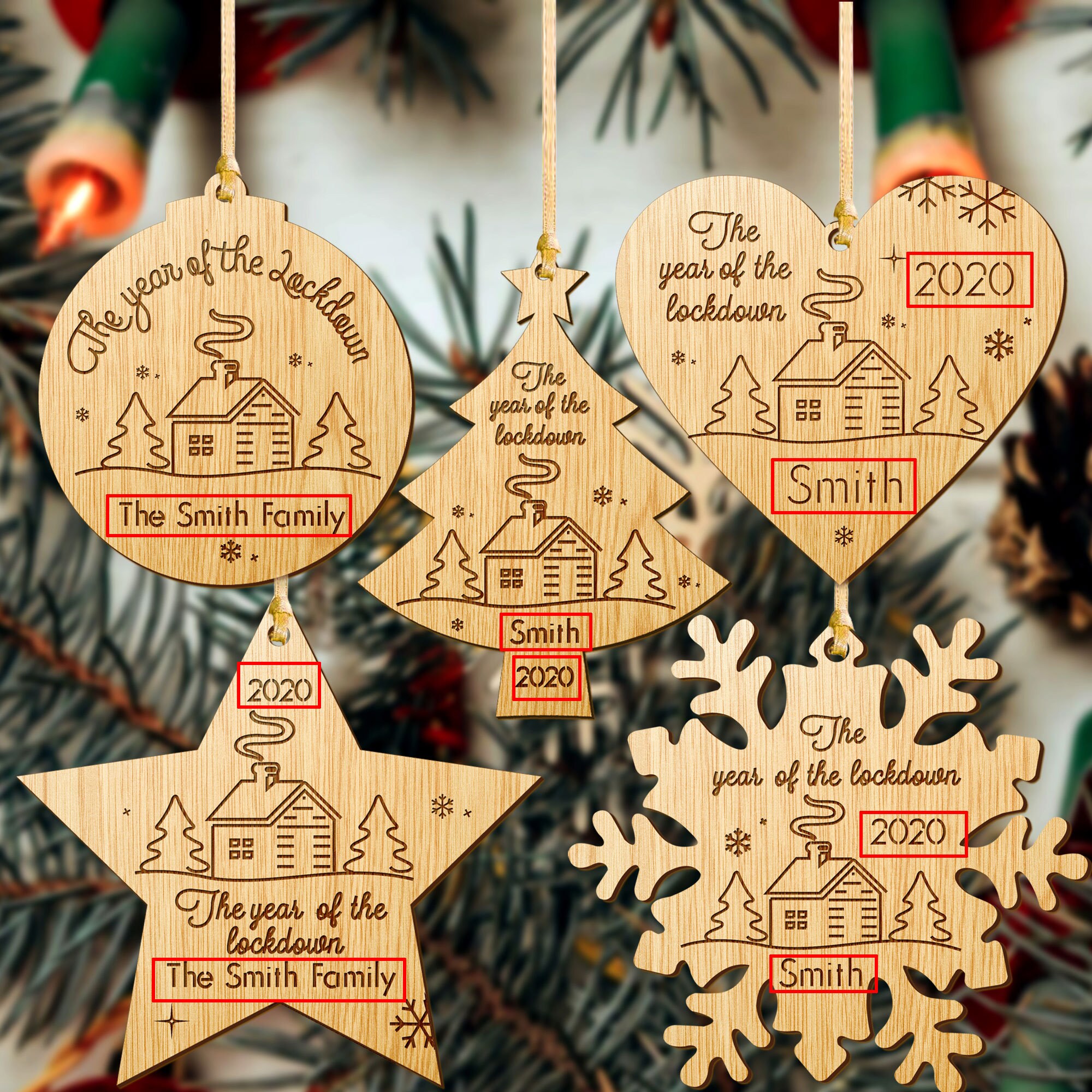 Personalised Wooden Merry Christmas Baubles Custom Memorial  Etsy