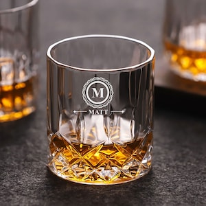 Personalised Whiskey Tumbler | Engraved Whisky Glass 7oz with Any Name | Custom Gift for Man Dad | Hand Finished in UK