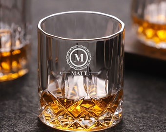 Personalised Whiskey Tumbler | Engraved Whisky Glass 7oz with Any Name | Custom Gift for Man Dad | Hand Finished in UK
