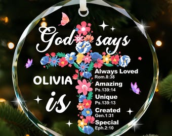 Personalised Bible Verse Ornaments, Christian Gifts for Women Men, Hanging Ornament Christmas Decorations, Birthday Christmas Baptism Gifts