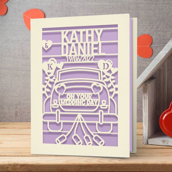 Personalized Wedding Card Custom Wedding Greeting Card Laser Cut Congratulations Cards for Bride Groom New Couples On Your Wedding Day
