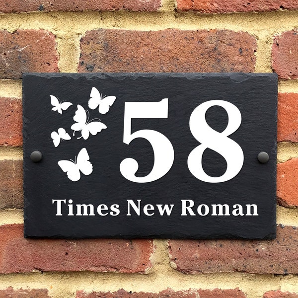 Slate House Sign Door Numbers Plaques for Wall Engraved Name Road Plate Plaque Rectangle Rustic Black Natural Slate Signs 10 Year Guaranteed