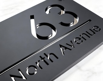 Personalised House Numbers Plaques, Laser Cut 3D Door Number Plaques for Wall, House Signs for Outside, House Number Plates Door Signs