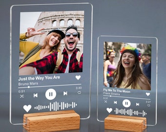 Personalized Acrylic Song Plaque with Photo: Custom Music Gift