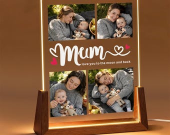 Personalised Gifts for Mum Mothers Day Gifts for Mum from Son Daughter Acrylic Sign Plaque Night Light Mum Photo Gifts for Mothers Day