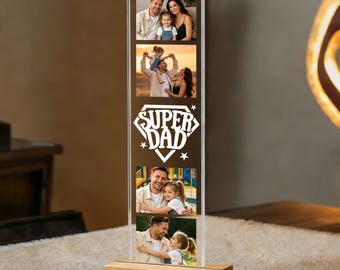 Personalised Fathers Day Dad Gifts from Daughter Son, Custom Photo Frame Acrylic Plaque, Personalised Picture Frames Photo Gifts