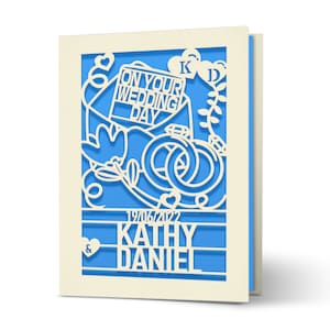 Personalized Wedding Card Custom Wedding Anniversary Card Wedding Greeting Card Laser Cut Congratulations Cards for Bride and Groom