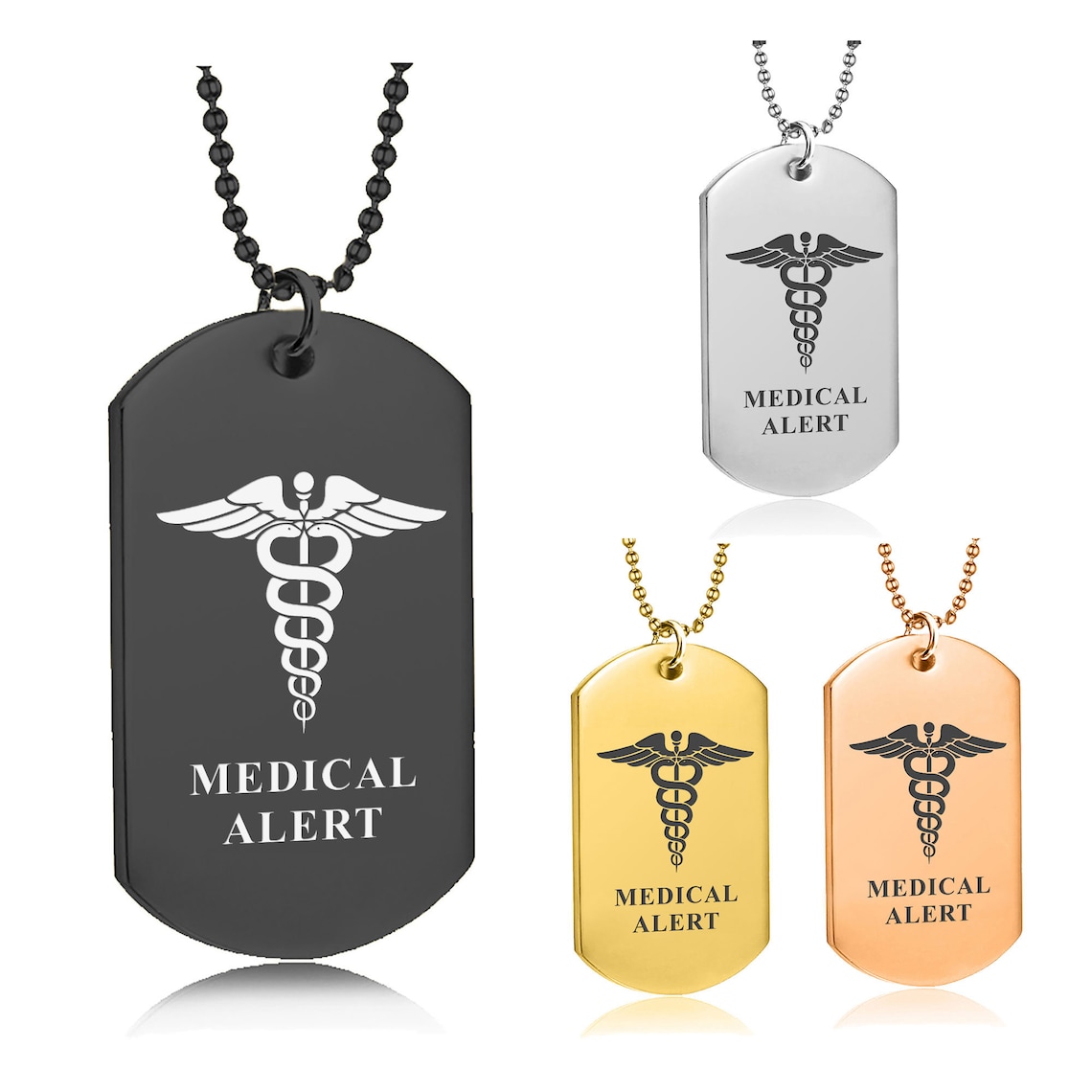 Personalised Medical Alert Tag Custom Necklace for Men Women Etsy
