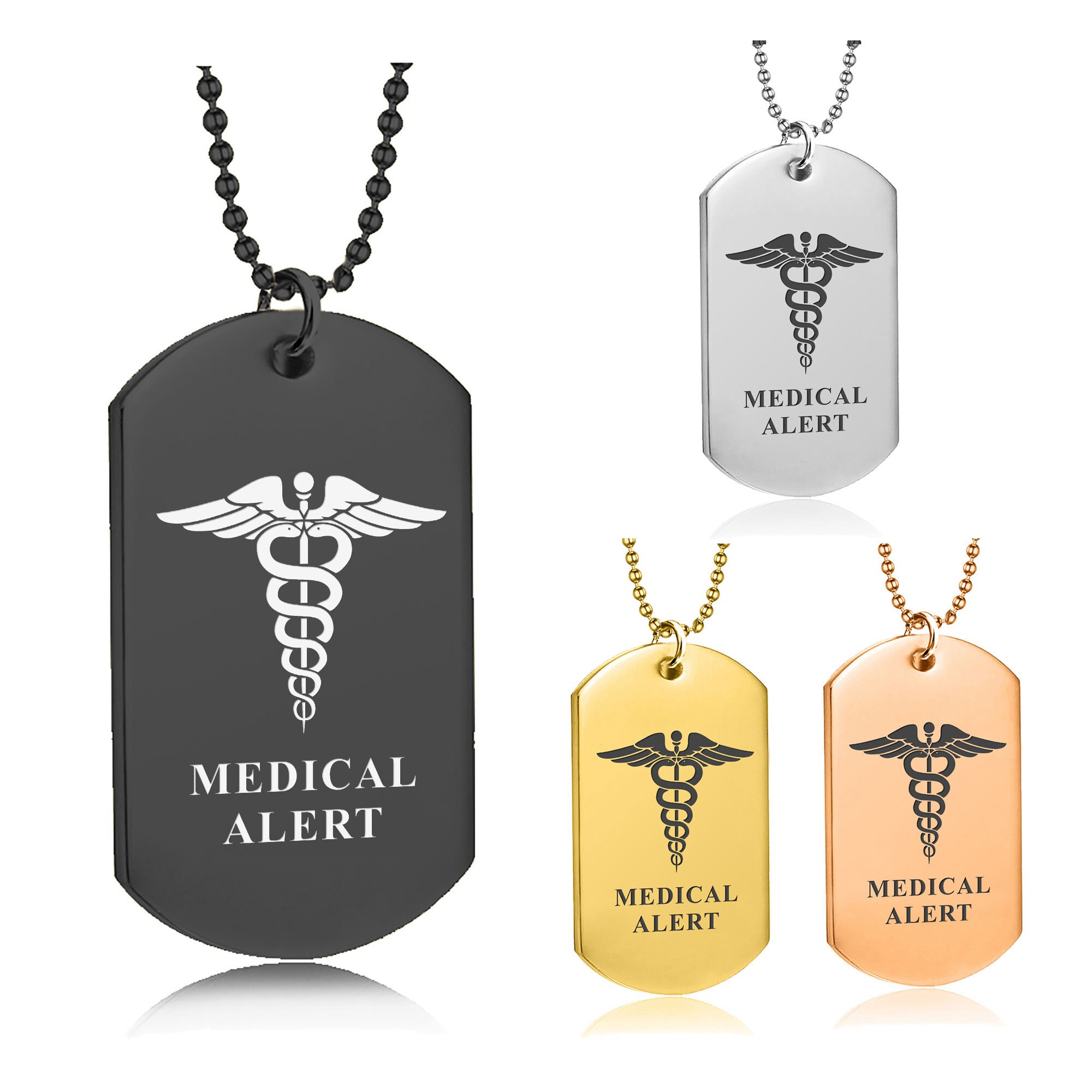 Personalised Medical Alert Tag Custom Necklace for Men Women Etsy Canada