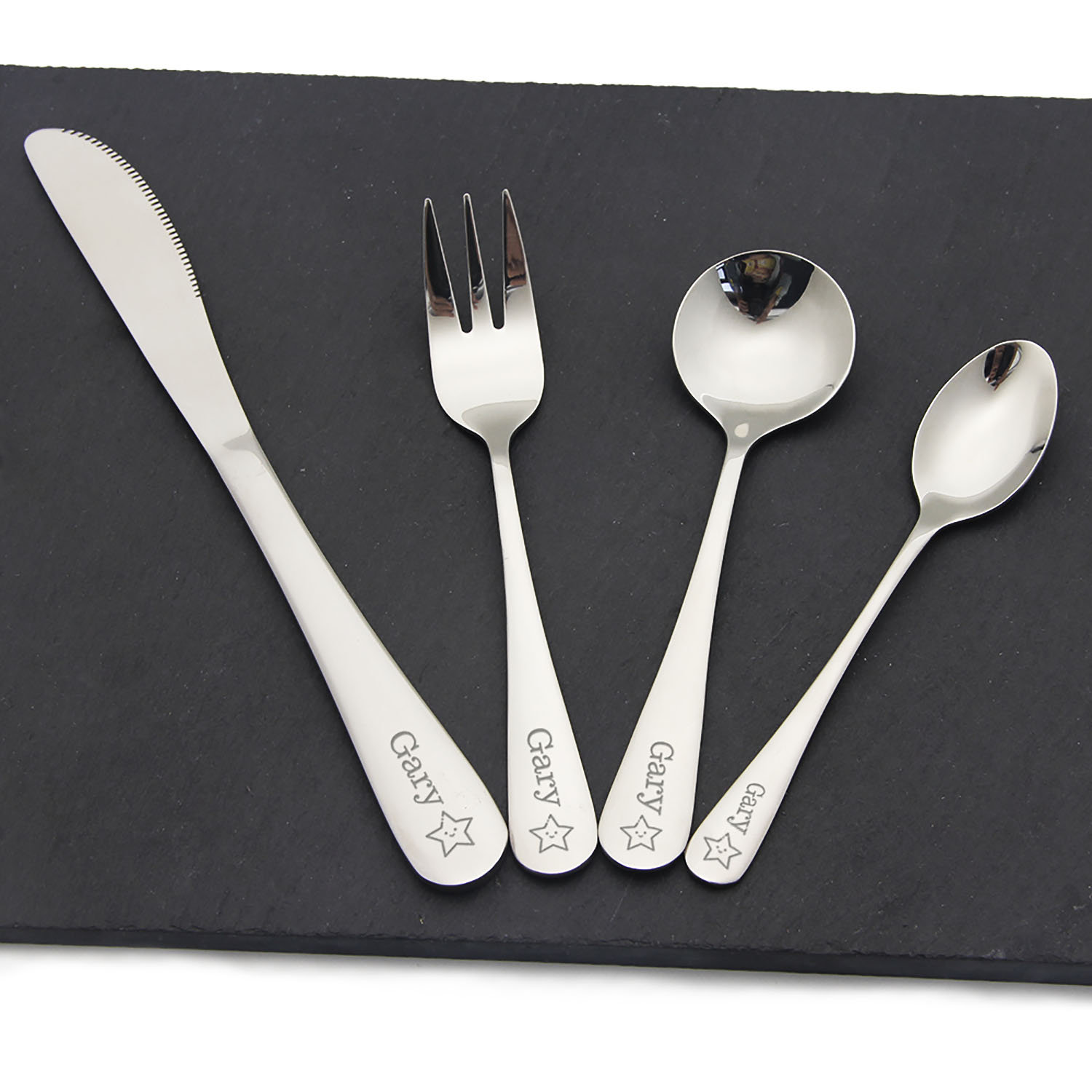 Personalised Kids Cutlery Set Stainless Steel Flatware 4pcs Etsy UK