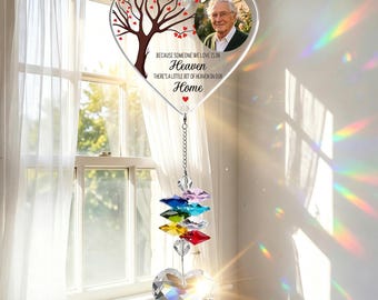 Personalised Memorial Gift, Crystal Suncatcher Sympathy Gift with Photo, Remembrance Gifts for Loved One Mum Dad Husband Grandma