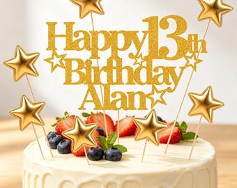 Personalised Happy Birthday Cake Topper | Custom Party Decoration with Any Name Any Age