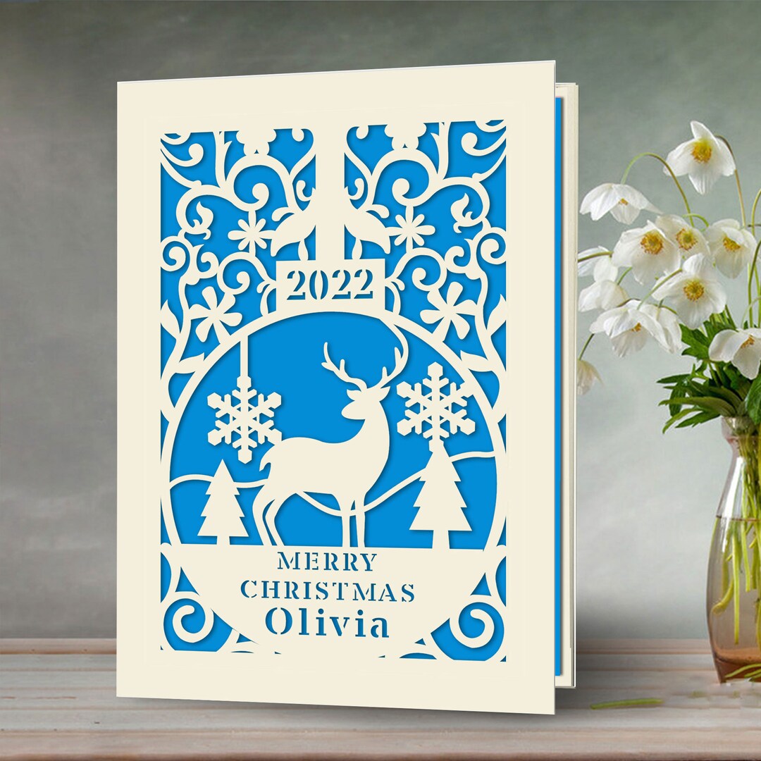 Customized Christmas Cards Personalised Xmas Greeting Cards With Envelope Paper Cut Merry