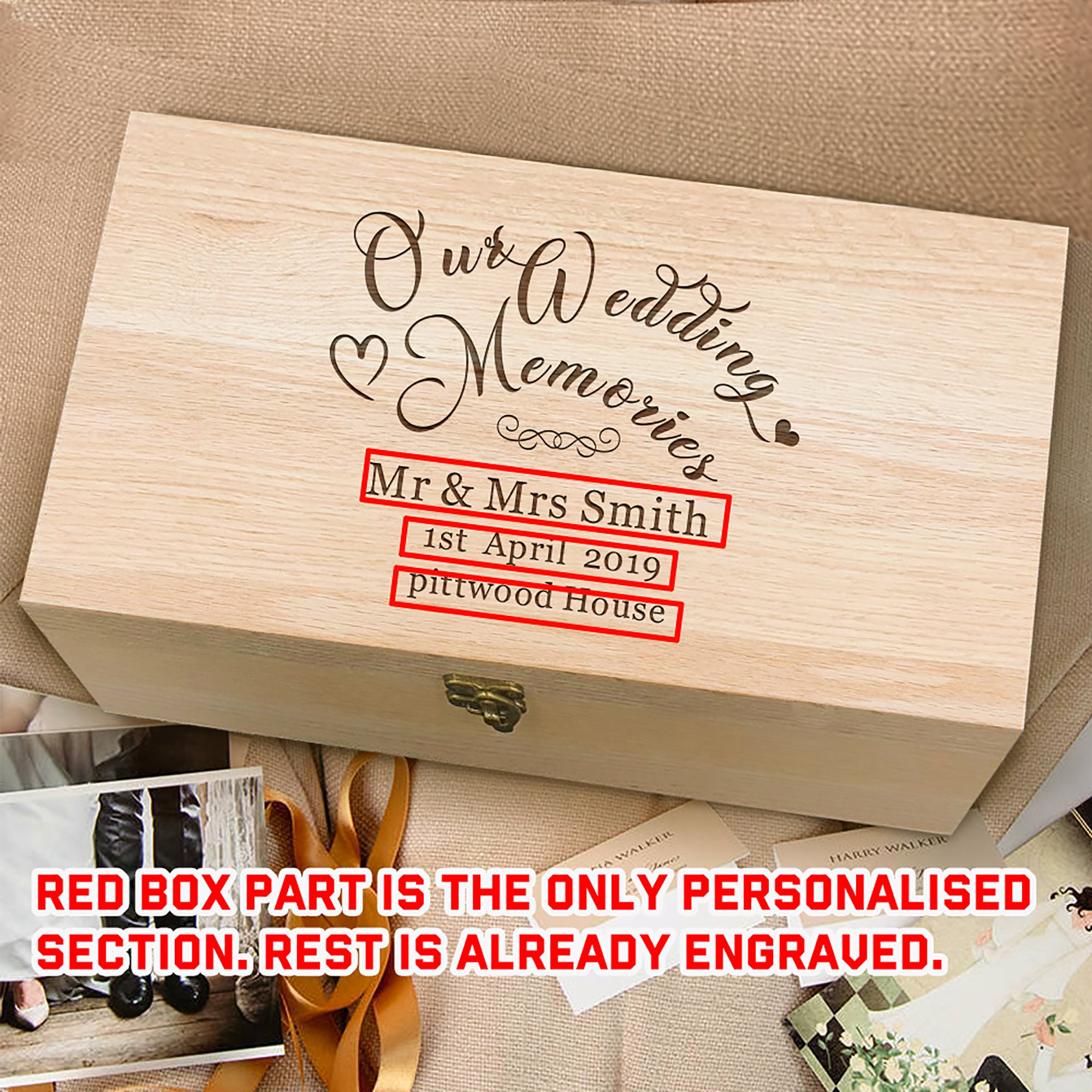 Personalised Wedding Memory Boxes Keepsake Engraved OAK Wood Etsy