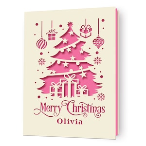 Christmas Cards Personalised Merry Christmas Card Gifts Xmas Gifts Greeting Cards Custom Laser Paper Cut Card with Any Name for Friends image 6