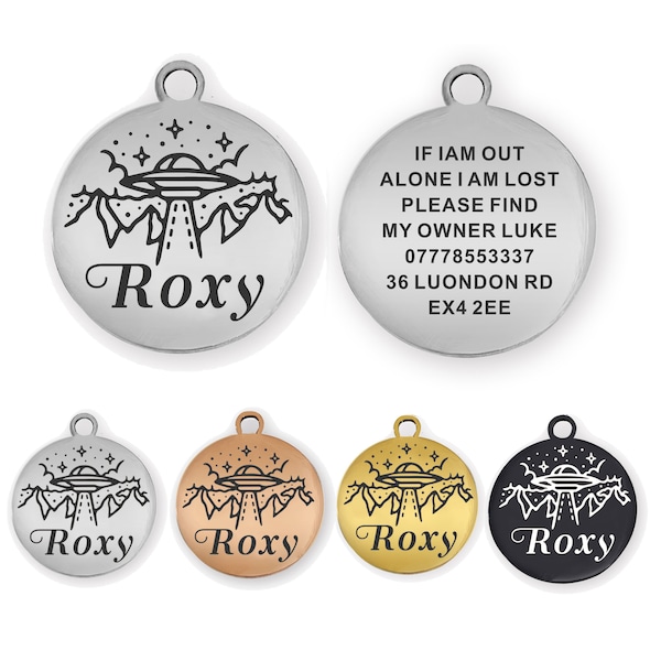 Engraved Dog Tag, Cat Tag, Personalized Pets ID Tags With 4 Different Designs Custom Metal Tags With Pets Name And Owner Number in 2 Sizes