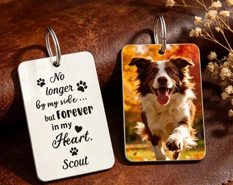 Personalised Dog Memorial Gifts Photo Keyring, Double Sided Acrylic Keychain with Picture & Name, Pet Memorial Gifts