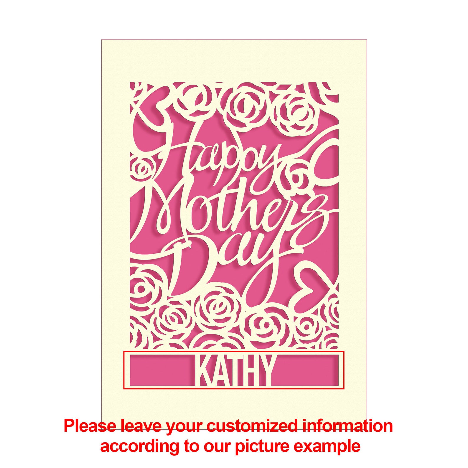 Personalised Happy Mothers Day Laser Papercut Card Custom Etsy