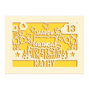 Personalised Birthday Card Laser Paper Cut Greeting Cards | Custom Happy Birthday Gift Age Card | Any Name Any Age 1st 16th 21st 30th 50th