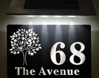 Solar House Number Personalised House Numbers Plaques with Solar Lights Door Number Plaques for Wall Houses Signs Houses Name Plaque