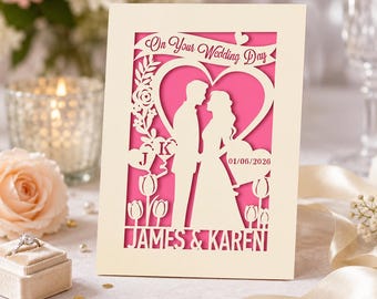 Personalised Wedding Card, Laser Cut Wedding Cards for Bride and Groom, On Your Wedding Day Card for Mr and Mrs Gifts