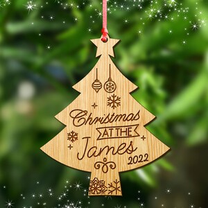 Personalised Christmas Ornaments Xmas Tree Bauble Wooden Xmas Family Tree Ornament/Decoration Engraved Xmas Gift For Family For Couple Xmas Tree