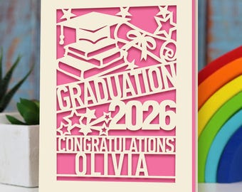 Graduation Cards Personalised Graduation Gifts for Women Her Him Custom Congratulations Card Paper Cut Congrats Grad Card