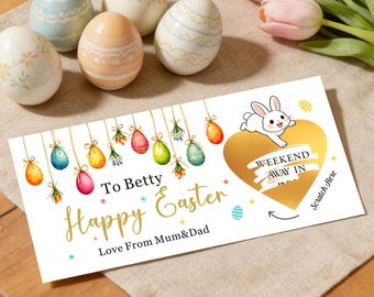 Personalised Easter Scratch Card, Bunny Surprise Reveal Gift for Kids