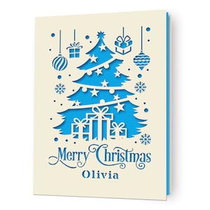 Christmas Cards Personalised Merry Christmas Card Gifts Xmas Gifts Greeting Cards Custom Laser Paper Cut Card with Any Name for Friends image 7