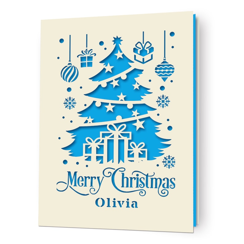 Christmas Cards Personalised Merry Christmas Card Gifts Xmas Gifts Greeting Cards Custom Laser Paper Cut Card with Any Name for Friends image 7