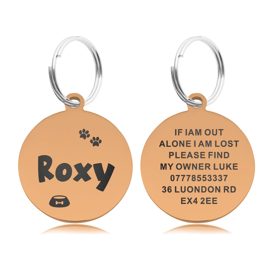 Personalised Dog Name Tag Custom Dog Tags ID Tag Stainless Steel ID Tag