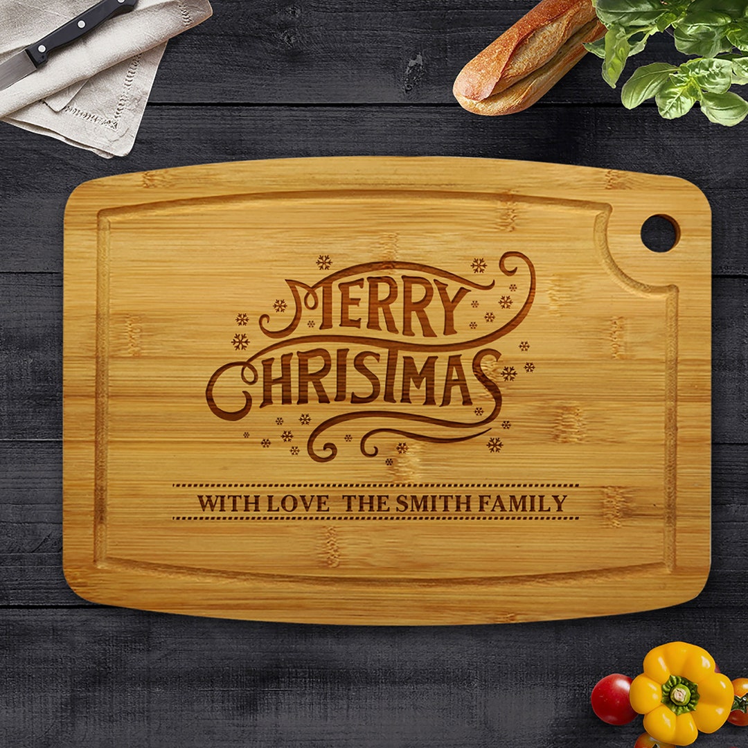 Personalised Bamboo Chopping Board Merry Christmas Cheese Board Bamboo ...